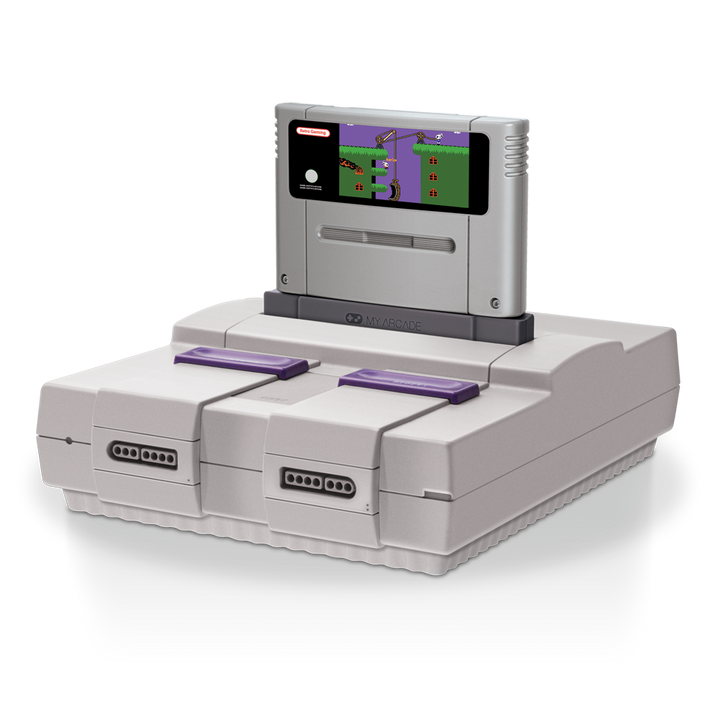 Super Cartridge Converter for SNES docked with cartridge